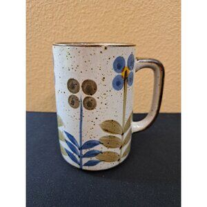 Vintage Hand-Painted Floral Stoneware Mug
